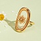 304 Stainless Steel Resin Cuff Rings for Women, Sunflower, Real 18K Gold Plated, 27.5mm