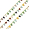 Brass & Glass Link Chain, with Spool, Long-Lasting Plated, Cadmium Free & Lead Free, Soldered, Real 18K Gold Plated, Mixed Color, 3x2x1mm