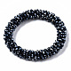 Bracelets extensibles en perles de verre électrolytique à facettes BJEW-S144-002G-01-2