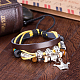 Adjustable Casual Unisex Zinc Alloy Crown and Leather Multi-strand Bracelets BJEW-BB15618-7