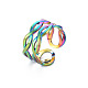Rainbow Color 304 Stainless Steel Infinity Cuff Ring RJEW-N038-040M-3