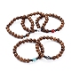 Unisex Wood Beads Stretch Bracelets BJEW-JB04965-1