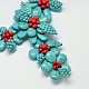 Flower Synthetic Turquoise Bib Statement Necklaces NJEW-P102-60-2