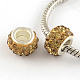 Polymer Clay Rhinestone European Large Hole Beads with Silver Color Plated Brass Cores FPDL-R002-13-1