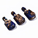 Pendentifs flacons de parfum ouvrants en bronzite synthétique et lapis lazuli assemblés G-S366-059A-1