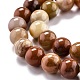Chapelets de perles en bois pétrifié naturel G-O199-06B-2