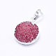 Dyed Natural Druzy Agate Flat Round Pendants G-P089-48-2