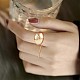 925 anillo de puño abierto con forma de cadenas de bolas de plata esterlina para mujer JR870A-7