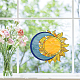 Creatcabin 8 pièces autocollants de fenêtre soleil lune autocollant en verre statique autocollants double face décor pvc art pour la maison chambre d'enfant décorations de salle de bain (papillon libellule lotus arbre champignon trèfle) DIY-WH0379-007-7