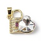 Real 18K Gold Plated Rack Plating Brass Micro Pave Clear Cubic Zirconia Pendants KK-C015-17G-09-1
