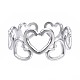 304 anillo de puño abierto de corazón de acero inoxidable RJEW-T023-57P-1