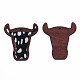 環境に優しい牛革レザーのビッグペンダント  染色木材  ヒョウと牛の頭  ホワイト  55x50x3mm  穴：2.5mm FIND-N049-12-05-1