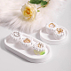 Flower Shaped Gesso Ring Display Stands ODIS-WH0029-98-3