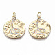 Hammered Brass Micro Pave Clear Cubic Zirconia Pendants KK-T062-28G-NF-1