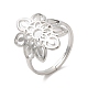304 Stainless Steel Hollow Flower Adjustable Ring for Women RJEW-M149-09P-3
