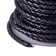 編み紐  革のアクセサリーコード  ジュエリーDIY製版材料  スプールで  ブラック  3.3mm  10ヤード/ロール WL-I005-A11-3