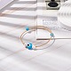 Turquesa sintética (teñida) y lámpara de mal de ojo y brazalete con cuentas de perlas naturales BJEW-JB08463-01-2