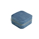 ベルベットジュエリーオーガナイザージッパーボックス  リング用のポータブルトラベルジュエリーケース  正方形  スチールブルー  10x10x5cm PW-WG70962-05-1