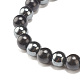 Natural Wood & Synthetic Hematite & Coconut Shell Beaded Stretch Bracelet with Buddha Head BJEW-JB07811-5