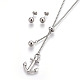 Adjustable 304 Stainless Steel Stud Earrings & Slider Necklaces Jewelry Sets SJEW-L136-13P-1