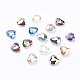 Faceted Rainbow Plated Heart Electorplated Glass Beads X-EGLA-E004-M-1