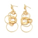Boucles d'oreilles pendantes en laiton avec anneaux entrelacés pour femmes EJEW-F281-09G-2