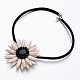 Atractive Dyed Natrual Howlite Chrysanthemum Flower Pendant Necklaces NJEW-I203-02-1