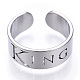 304 anello per polsino aperto da donna con parola re in acciaio inossidabile RJEW-T027-09P-3