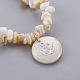 Bracelets extensible en chip perles de coquille blanche avec breloque BJEW-JB03981-3