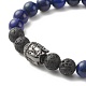 Pierre mélangée naturelle et perles rondes de roche de lave naturelle bracelet extensible de puissance d'énergie pour fille femmes BJEW-JB07041-6