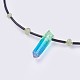 PU Leather Cord Electroplated Natural Quartz Pendant Necklaces NJEW-I219-01-3