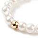 Bagues extensibles en perles de coquillage et cœur en laiton pour femmes RJEW-TA00056-6