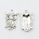 Antique Silver Color Halloween Alloy Owl Pendants X-PALLOY-H087-S-1