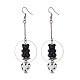 Acrylic Bear & Lampwork Heart Dangle Earrings EJEW-JE05416-01-1