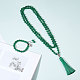 SUNNYCLUE DIY 1 Set 108 Malaysia Green Jade Gemstone Mala Beads Beaded Jewellery Making Kit - Make 1 Hand Knotted Prayer Tassel Pendant Necklace & 1 Adjustable Mala Wrap Beaded Bracelet DIY-SC0008-47A-5
