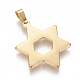 304ステンレス鋼ペンダント  ユダヤ人のために  ダビデの星  ゴールドカラー  33x25x3mm  穴：4x6mm STAS-F210-13G-2
