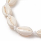 Bracelets de cheville en perles de cauri naturel tressé AJEW-AN00516-01-4