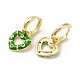 Heart Real 18K Gold Plated Brass Dangle Hoop Earrings EJEW-L268-038G-03-2