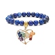 Bracelet extensible en lapis-lazuli naturel (teint) BJEW-JB08747-02-1
