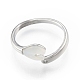 Открытое кольцо-манжета с сердцем из натуральной раковины и прозрачным кубическим цирконием RJEW-N039-09P-2