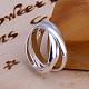 女性のためのシンプルな真鍮圧延指輪  銀色のメッキ  usサイズ7（17.3mm） RJEW-BB13013-7-3