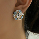 Boucles d'oreilles créoles fleur 3d en plastique avec zircone cubique XJ8294-4-2