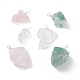 3pcs 3 styles quartz rose naturel brut et cristal de quartz et gros pendentifs en aventurine verte PALLOY-JF01391-1