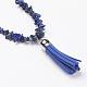 Lapis Lazuli Beads Necklaces and Bracelets Jewelry Sets SJEW-JS00906-03-3