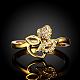 Graceful Brass Cubic Zirconia Flower Finger Rings for Women RJEW-BB04176-7A-3