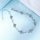 Rhombus and Flat Round Cubic Zirconia Link Chain Bracelet for Teen Girl Women BJEW-BB43411-A-3
