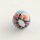 Handmade Flower Pattern Polymer Clay Round Beads CLAY-Q172-11-2