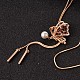 Butterfly Long Adjustable Alloy Rhinestone Lariat Necklaces NJEW-F193-H02-RG-1