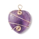 Natural Amethyst Copper Wire Wrapped Pendants PALLOY-JF02042-03-1