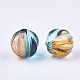 Two Tone Transparent Spray Painted Acrylic Corrugated Beads ACRP-T005-52B-2